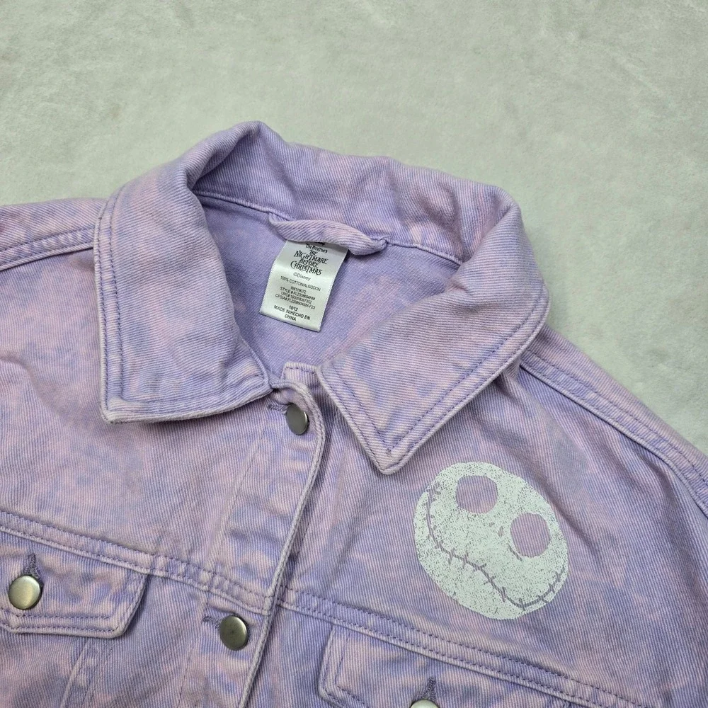 Jack Skellington Denim Jacket‎ Kids 10 12 Purple Tie Dye Nightmare Before Xmas
